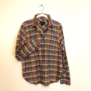 J. CREW NWT PLAID COTTON AND SILK 5- BUTTON POPOVER